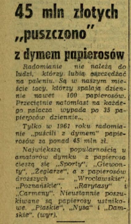45 mln złotych puszczono z dymem papierosów