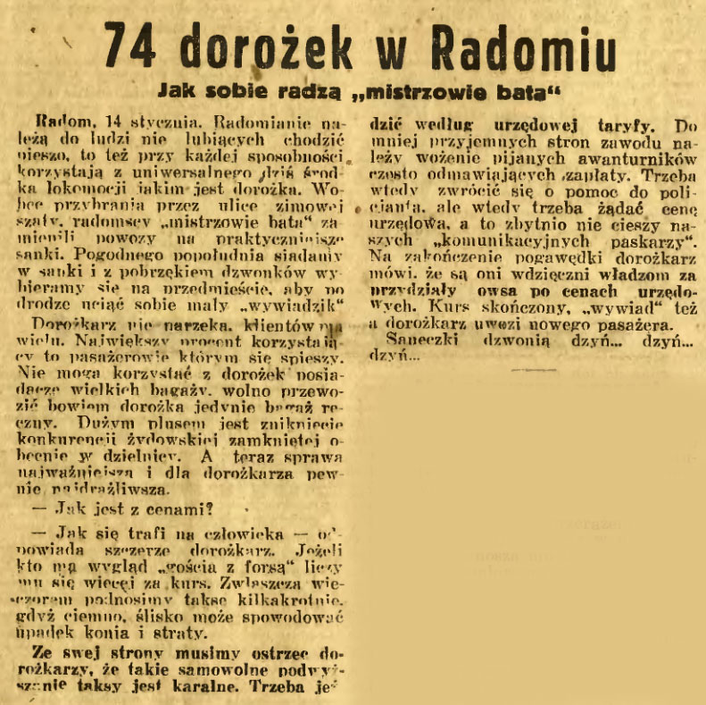 74 dorożek w Radomiu