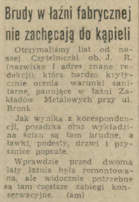 Brudy w łaźni fabrycznej nie zachęcają do kąpieli