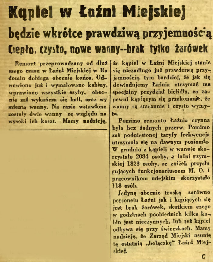 Kąpiel w Łaźni Miejskiej będzie wkrótce prawdziwą przyjemnością