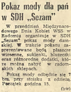 Pokaz mody dla pań w SDH „Sezam”