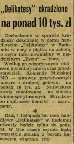 „Delikatesy” okradziono na ponad 10 tys. zł