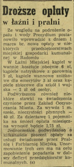 Droższe opłaty w łaźni i pralni