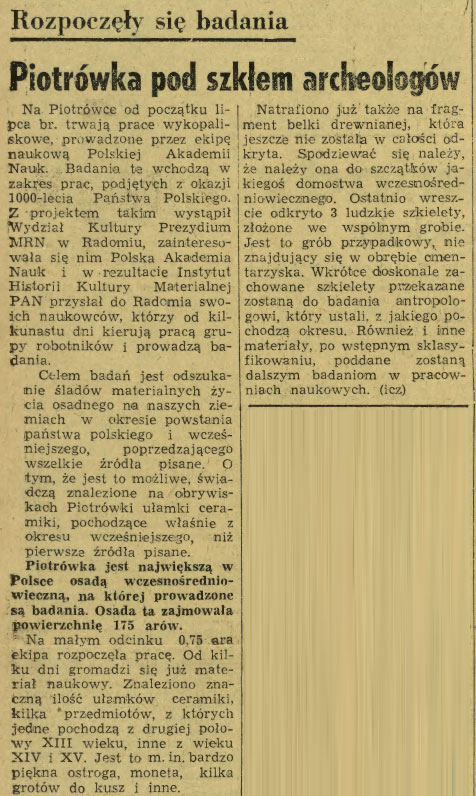Piotrówka pod szkłem archeologów