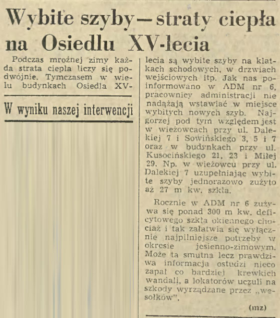 Wybite szyby—straty ciepła na Osiedlu XV-lecia