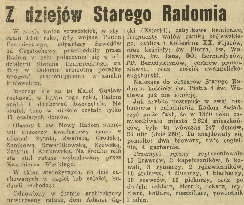 Z dziejów starego Radomia