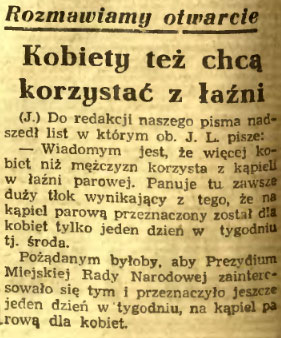 Kobiety też chcą korzystać z łaźni