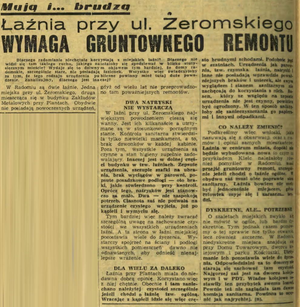 Łaźnia przy ul. Żeromskiego wymaga gruntownego remontu