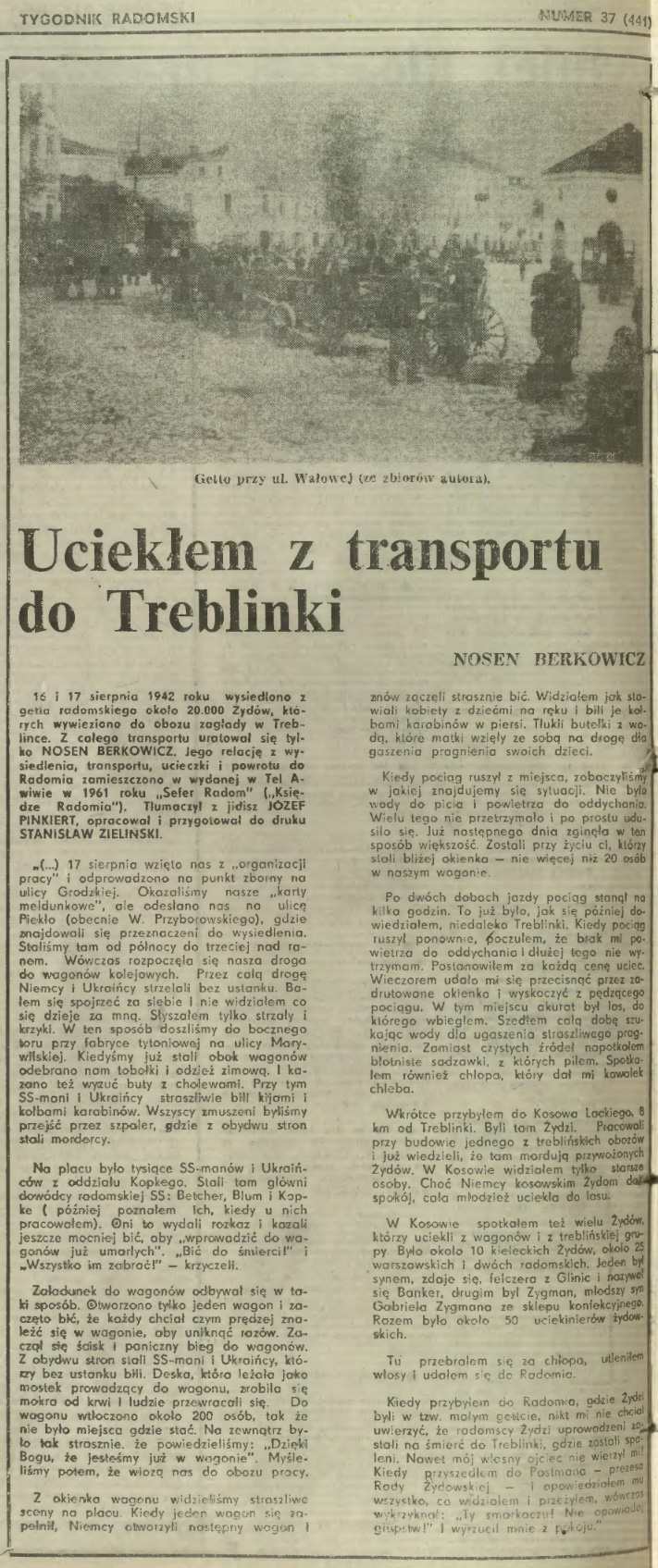 Uciekłem z transportu do Treblinki