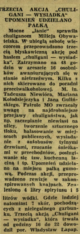 Trzecia akcja "chuliganie wysiadka"