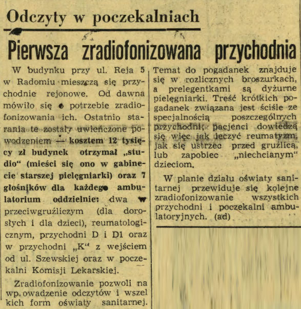 Pierwsza zradiofonizowana przychodnia