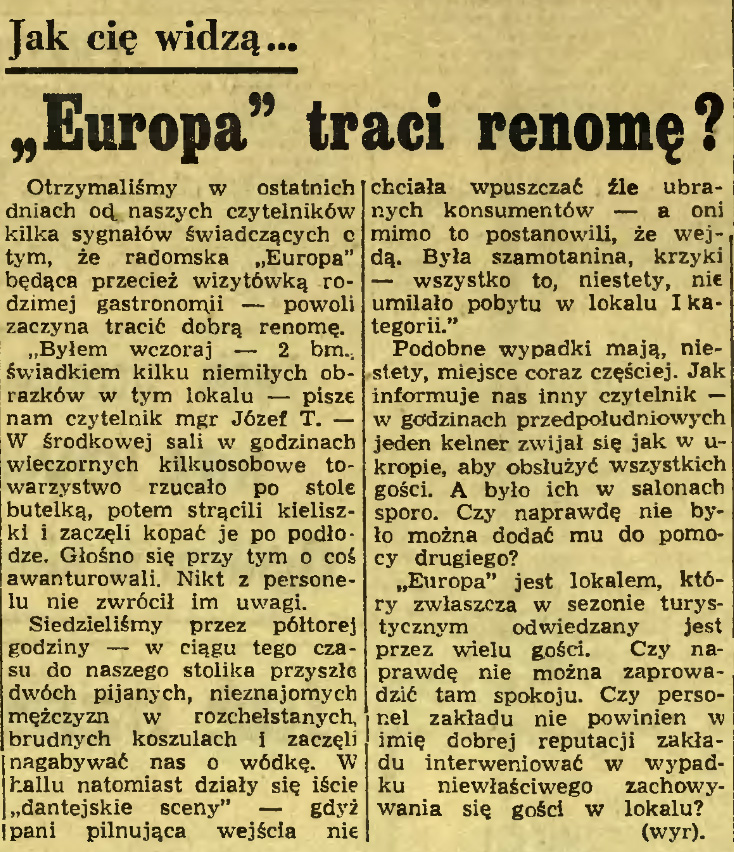„Europa” traci renomę?
