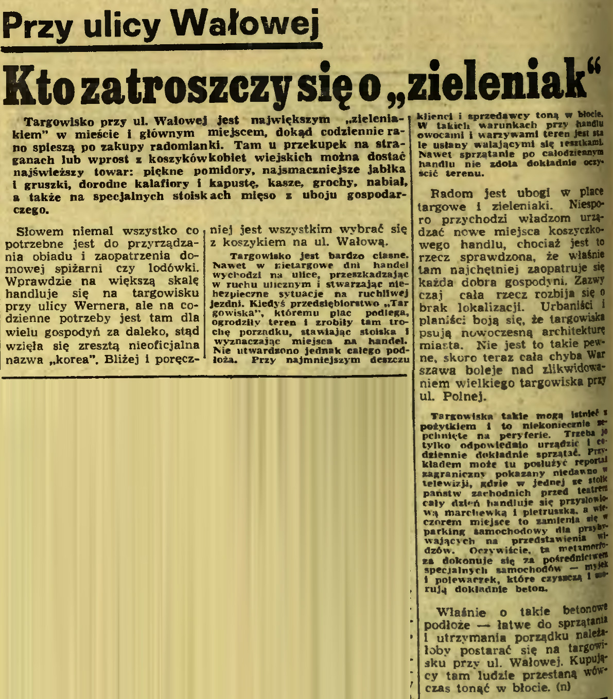 Kto zatroszczy się o „zieleniak" przy Wałowej