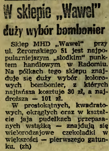W sklepie „Wawel" duży wybór bombonier