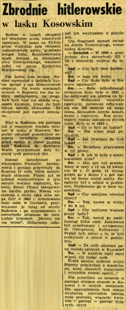 Zbrodnie hitlerowskie w lasku Kosowskim
