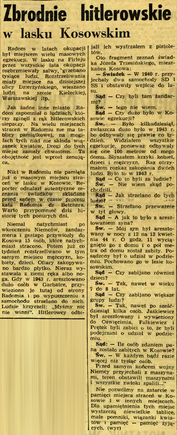 Zbrodnie hitlerowskie w lasku Kosowskim
