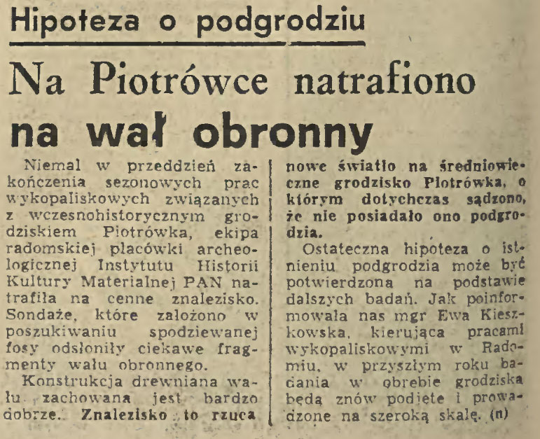 Na Piotrówce natrafiono na wał obronny