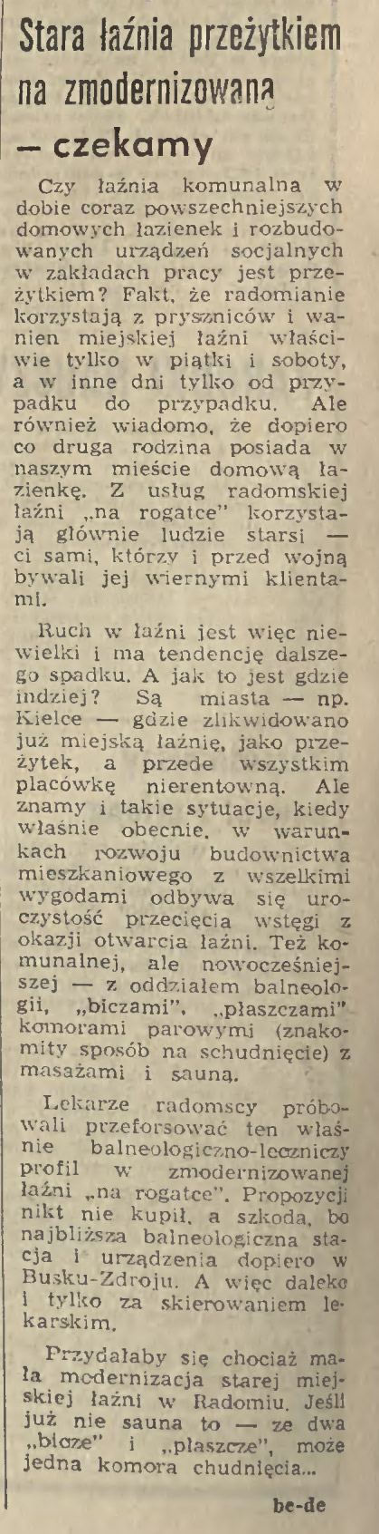 Stara łaźnia przeżytkiem na, zmodernizowaną - czekamy