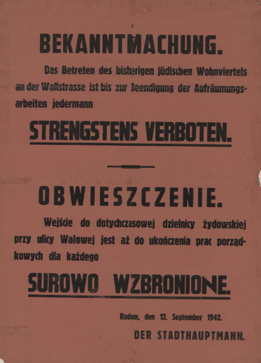 Obwieszczenie - likwidacja getta