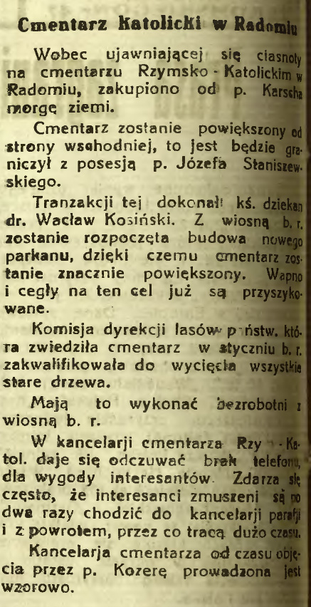 Cmentarz Katolicki w Radomiu powiększony