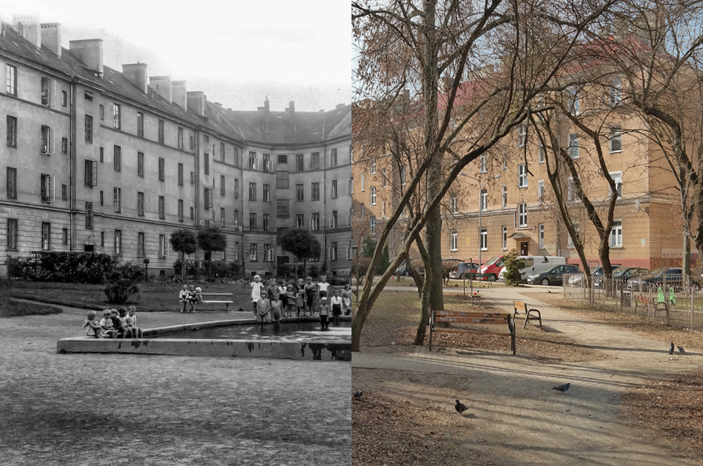 Podwórko w obrębie bloków przy ul. Poniatowskiego 6, ul. Broni 2, ul. Dowkontta 2