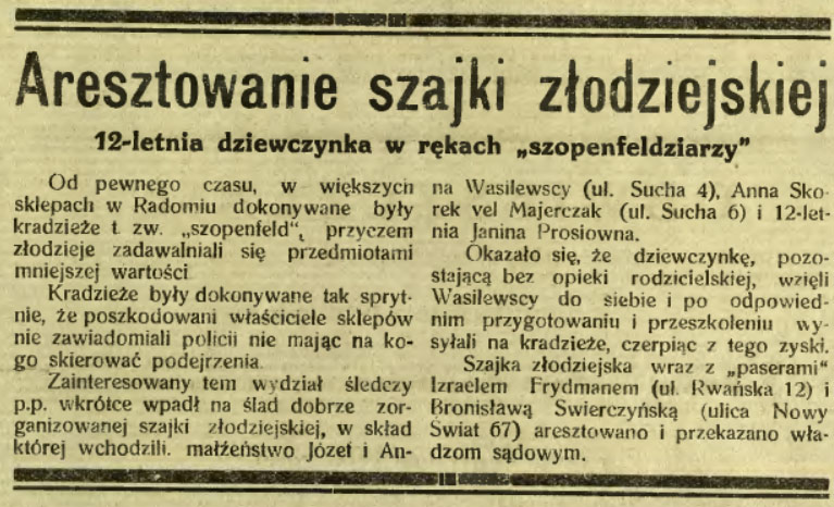 Aresztowanie szajki złodziejskiej