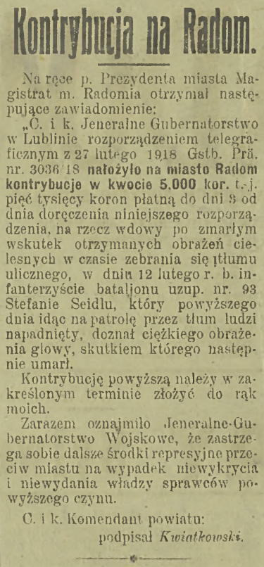 Kontrybucja na Radom