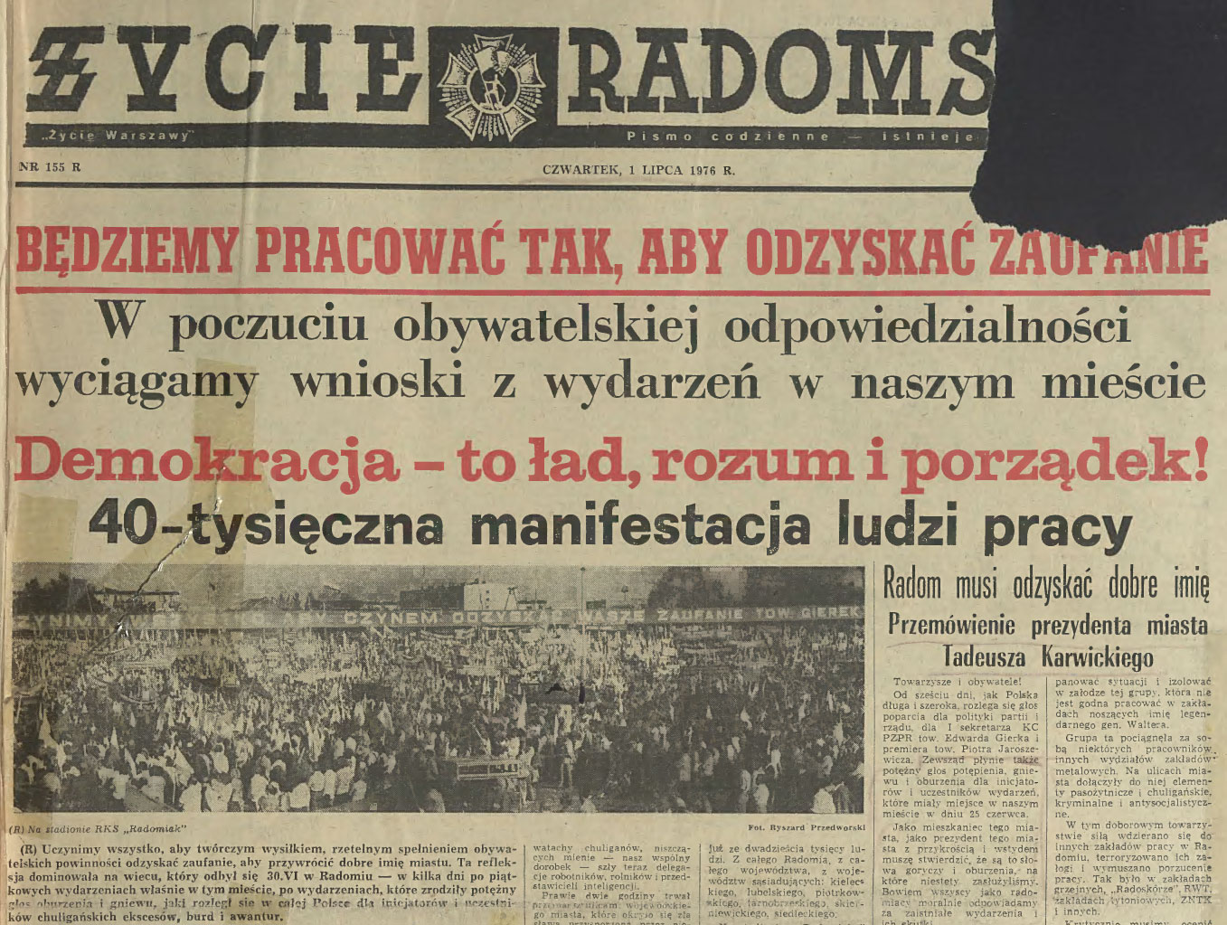 Będziemy pracować tak, aby odzyskać zaufanie