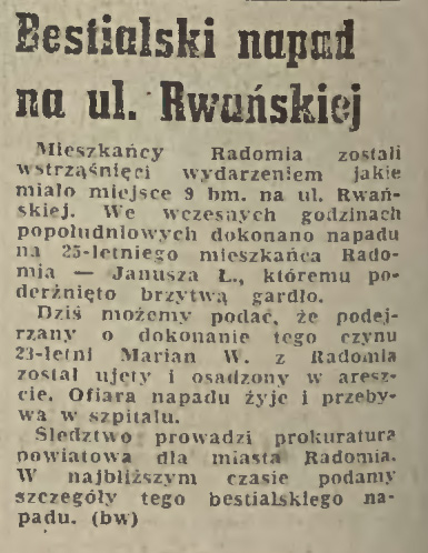 Bestialski napad na ul. Rwańskiej