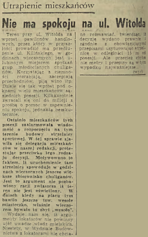 Nie ma spokoju na ul. Witolda