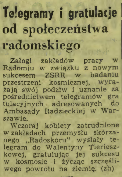 Telegramy i gratulacje od społeczeństwa radomskiego