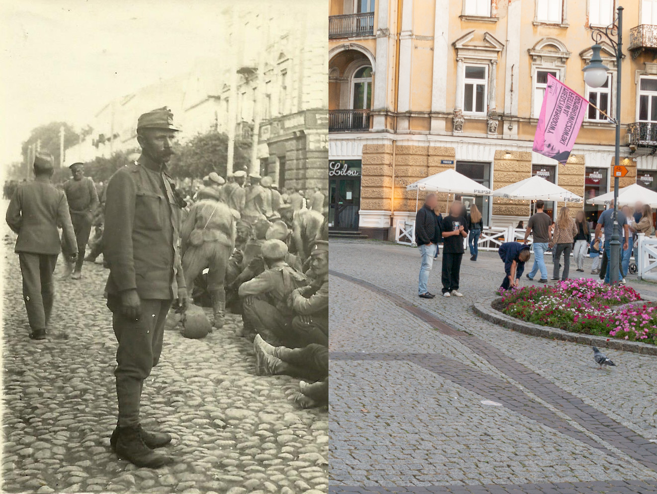 Jeńcy rosyjscy na rogu Żeromskiego i Moniuszki